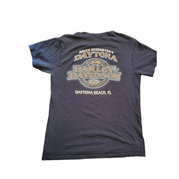 Harley Davidson Graphic T Shirt Bulldog Daytona Beach Florida Black Men's Medium - Picture 4 of 4